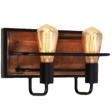 Απλίκα Τοίχου 2xE27 230V Ματ Μαύρο με Ξύλο 955SILVIA2W/BL